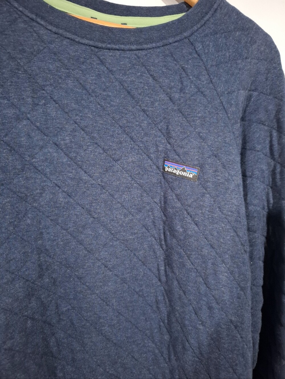 Patagonia Work Wear Women's Quilted Crewneck Sweatshirt Navy Organic Cotton Sz L - Picture 3 of 13